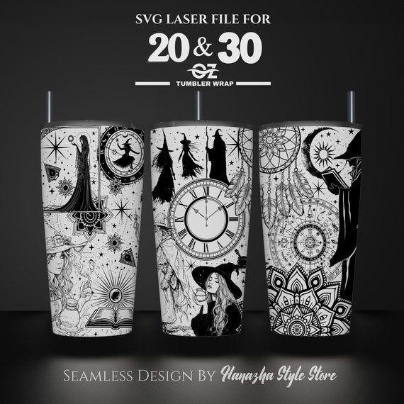 Witch Tumbler Wrap: Laser Engraved Seamless Design (SVG File)