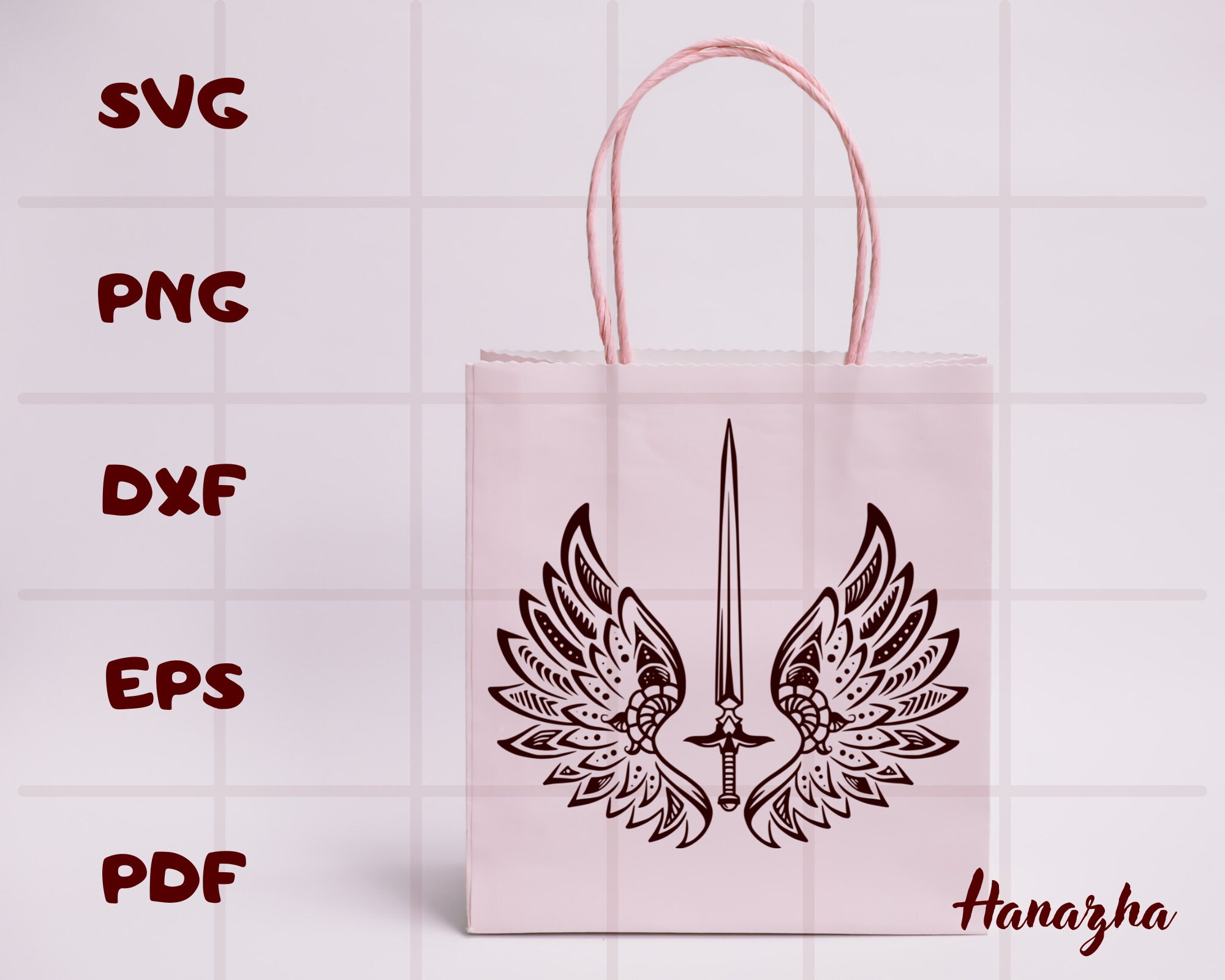 Sword Wings Svg, Angel Knife Svg, Angel Wings SVG, Wings SVG, Angel