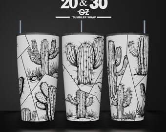 Cactus Laser Engraved Full Wrap Design For 20 and 30 oz Tumbler, Cactus SVG Laser File, Tumbler Wrap For Laser Rotary Machine