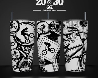 BMX Tumbler Wrap: Laser Engraved Design SVG File (20, 30 oz)