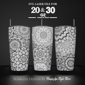 Mandala V2 Laser Engraved Full Wrap Design For 20 and 30 oz Tumbler, Mandala SVG Laser File, Tumbler Wrap For Laser Rotary Machine