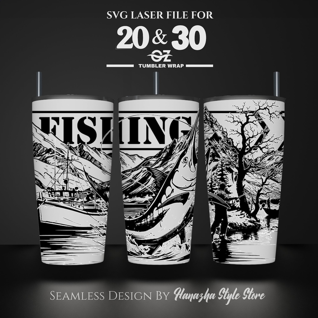 Fishing Tumbler Wrap: Laser Engraved Design SVG (20 & 30 Oz) - Etsy