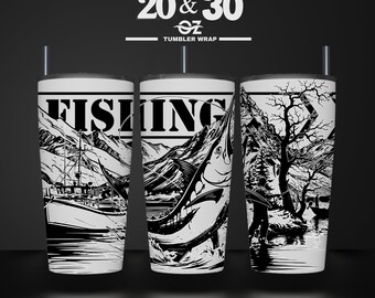 Fishing Tumbler Wrap: Laser Engraved Design SVG (20 & 30 oz)