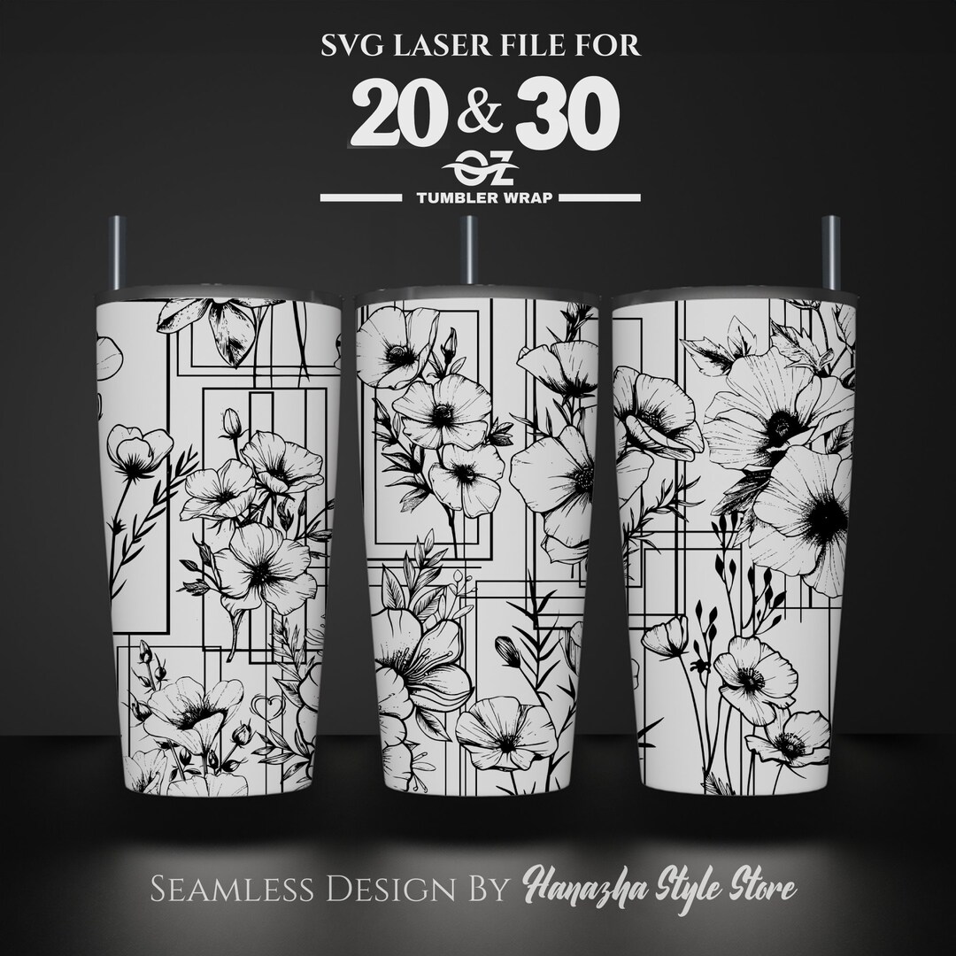Flower Tumbler Wrap: Laser Engraved Design (SVG File), 30&20 Oz Tumbler ...