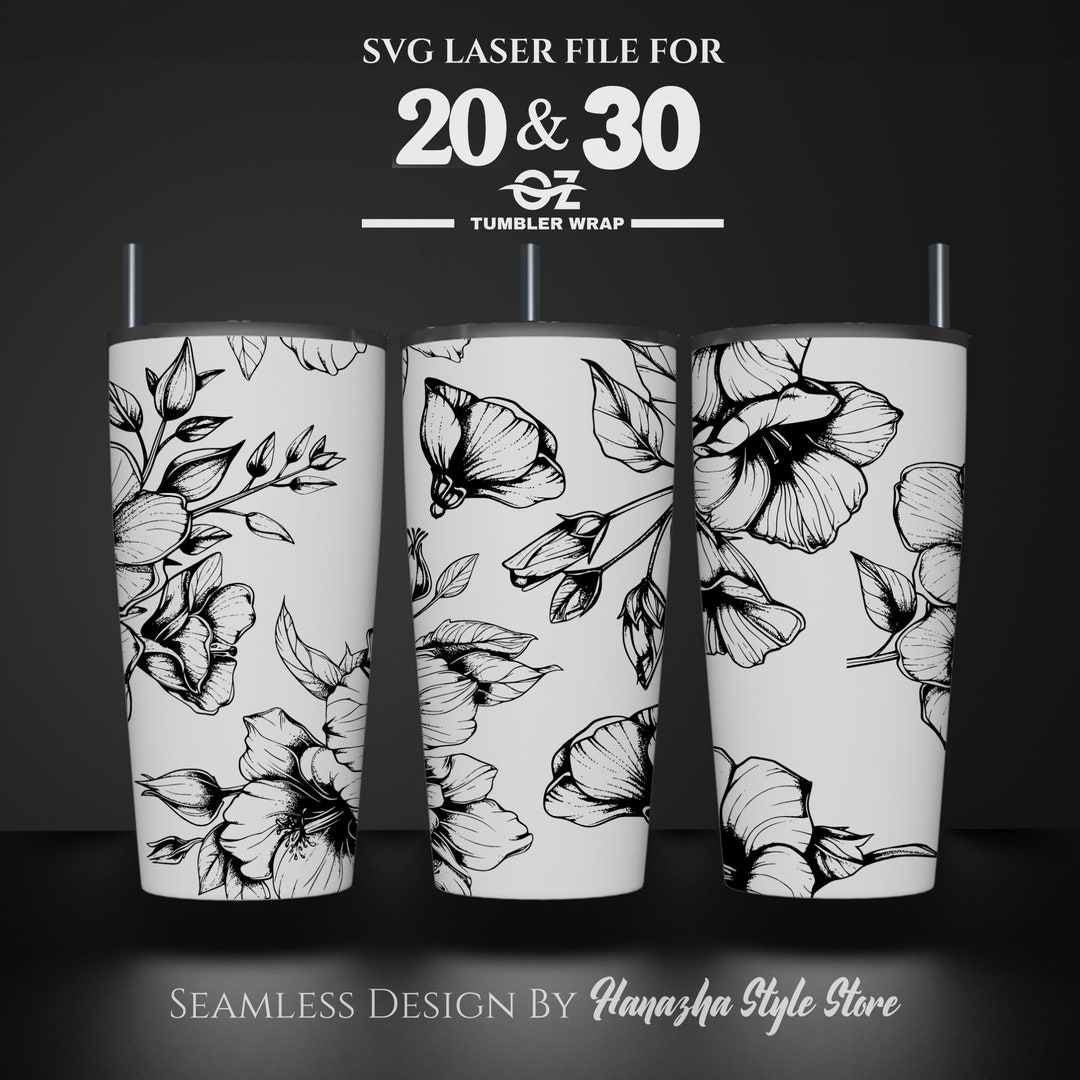 Floral Tumbler Wrap SVG: Laser Engraved Design (20 & 30 Oz) - Etsy
