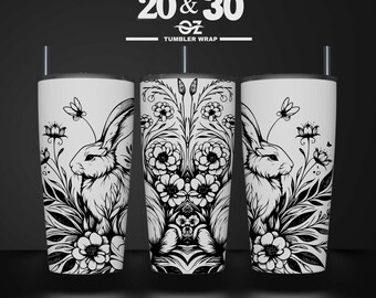 Hase Tumbler Wrap: Lasergravierte Hase Design (SVG Digitale Datei)