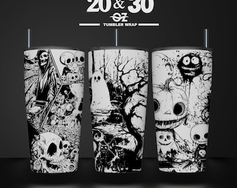Halloween Tumbler Wrap: Laser Engraved Full Wrap Design (SVG File)