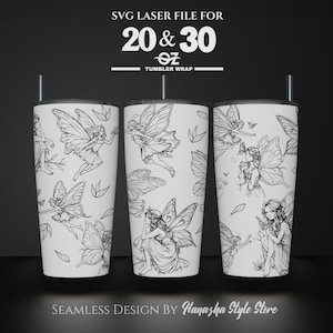 Fairy Laser Engraved Full Wrap Design For 20 and 30 oz Tumbler, Fairy SVG Laser File, Tumbler Wrap For Laser Rotary Machine