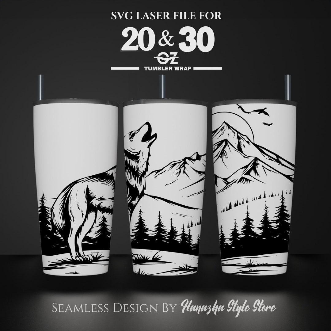 Wolf Laser Engraved Tumbler Wrap: Seamless SVG File (20 & 30 Oz) - Etsy