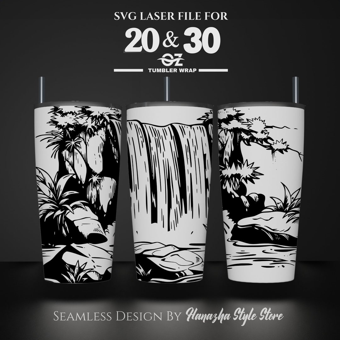 Waterfall Laser Engraved Tumbler Wrap: Seamless SVG File (20 & 30 Oz ...