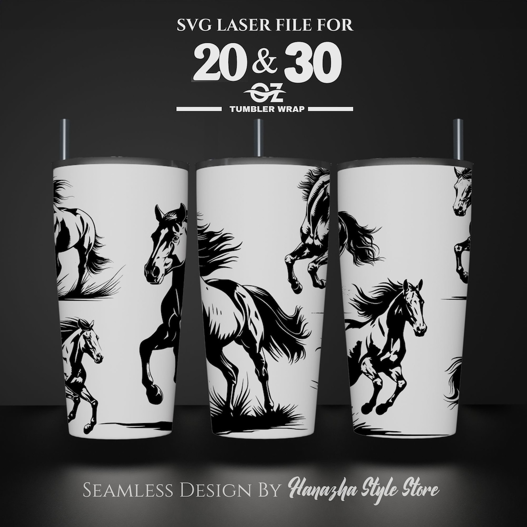 Horse Laser Engraved Tumbler Wrap: Seamless SVG File (20 & 30 Oz) - Etsy