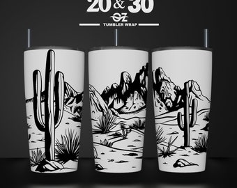 Desert Laser Engraved Full Wrap Design For 20 and 30 oz Tumbler, Desert SVG Laser File, Tumbler Wrap For Laser Rotary Machine