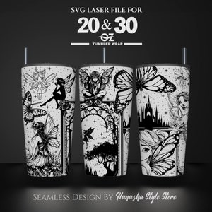 Fairy V2 Laser Engraved Full Wrap Design For 20 and 30 oz Tumbler, Fairy SVG Laser File, Tumbler Wrap For Laser Rotary Machine