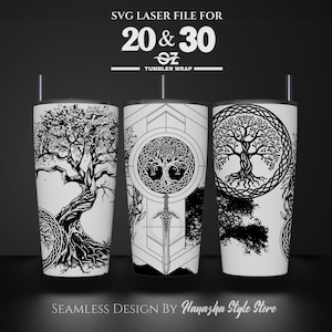 Tree Of Life Laser Engraved Full Wrap Design For 20 and 30 oz Tumbler, Tree Of Life SVG Laser File, Tumbler Wrap For Laser Rotary Machine