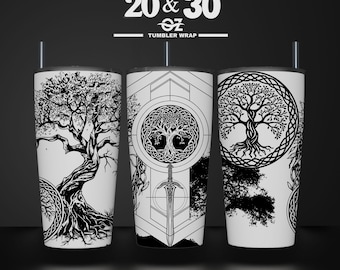 Tree Of Life Laser Engraved Full Wrap Design For 20 and 30 oz Tumbler, Tree Of Life SVG Laser File, Tumbler Wrap For Laser Rotary Machine