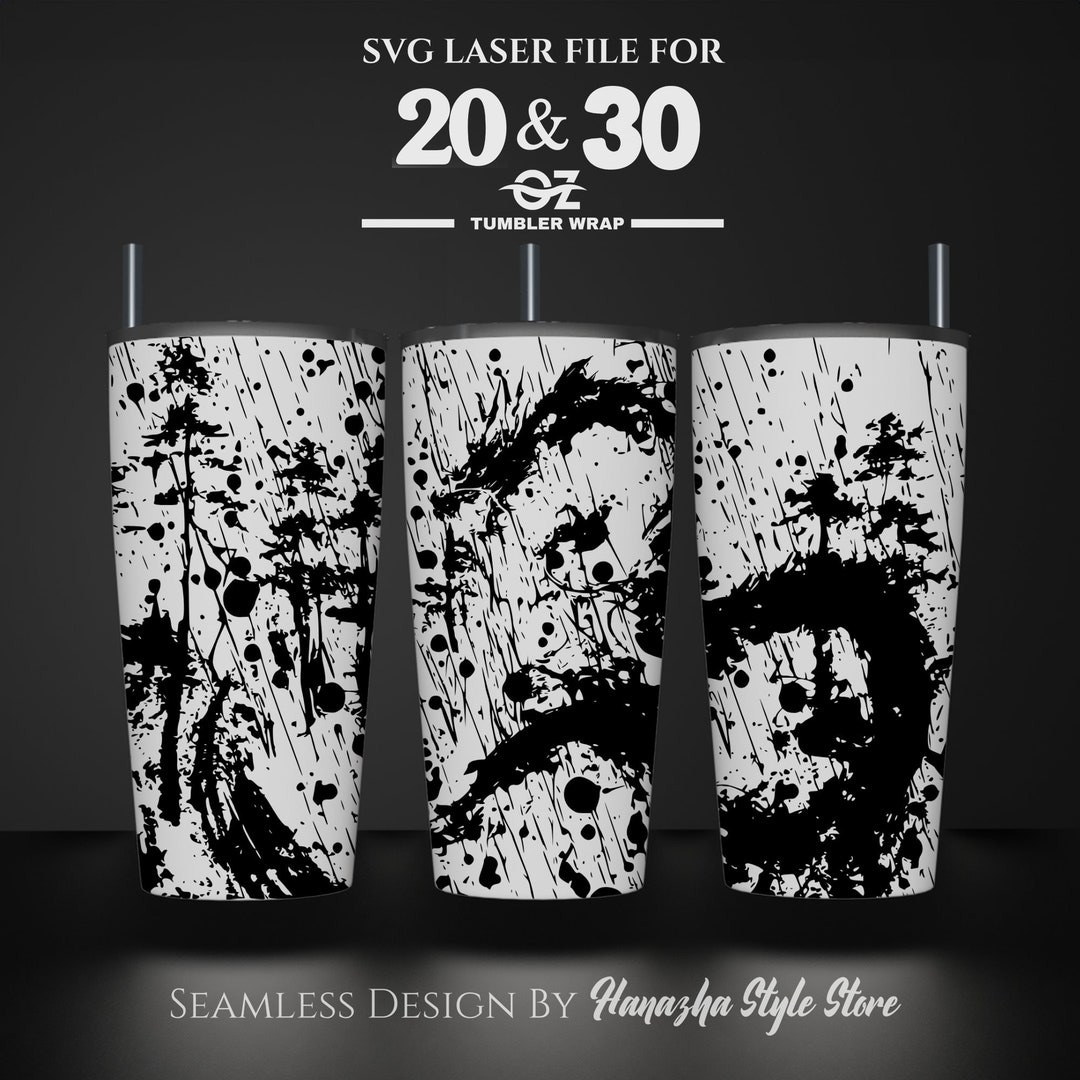 Dragon Laser Engraved Tumbler Wrap: Seamless SVG File (20 & 30 Oz) - Etsy