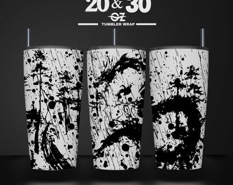 Dragon Laser Engraved Tumbler Wrap: Seamless SVG File (20 & 30 oz)