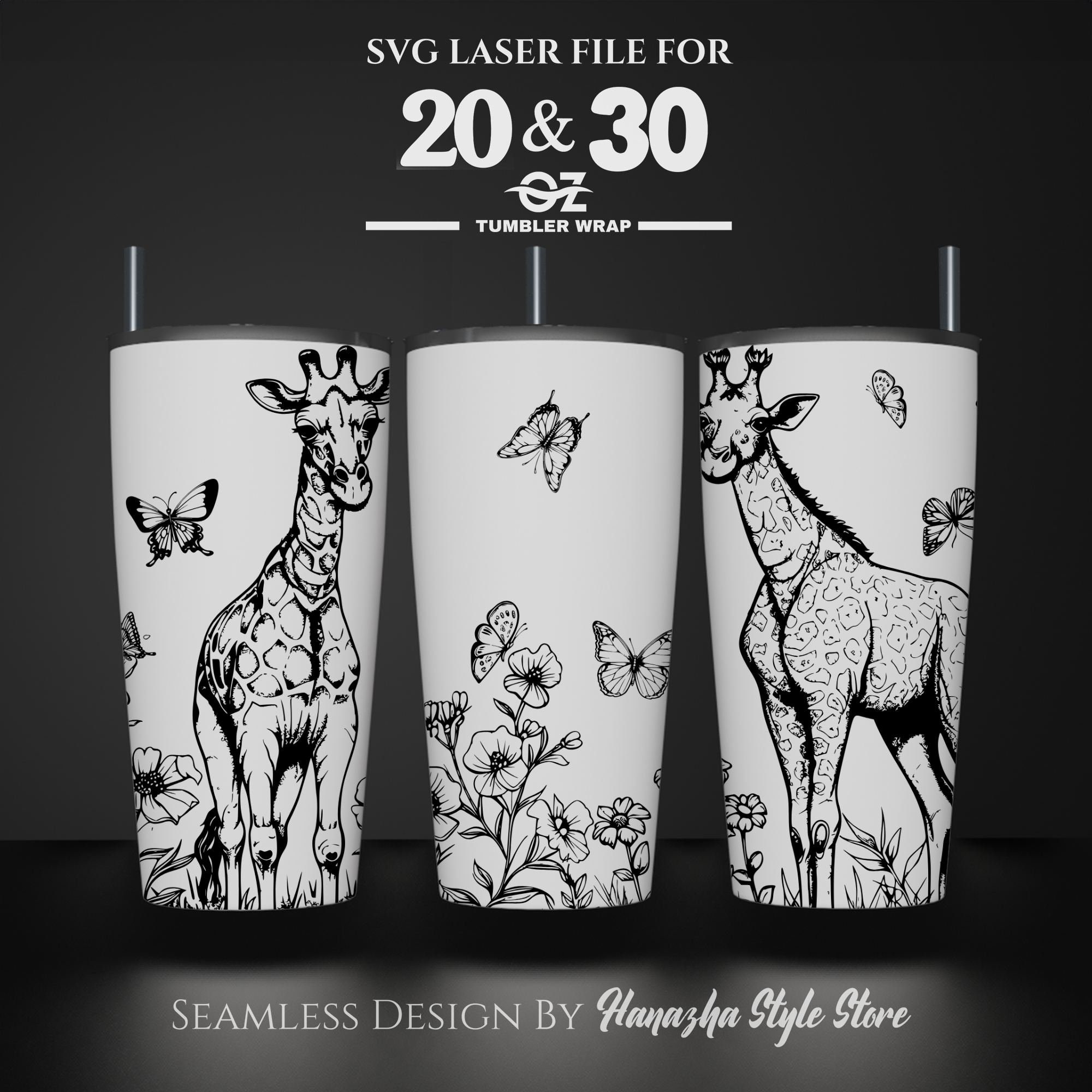 Giraffe Tumbler Wrap: Laser Engraved Design SVG File (20 & 30 Oz) - Etsy