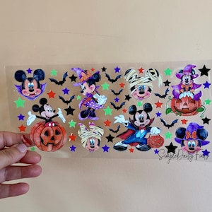 UV DTF cup wrap halloween, can glass cup wrap, Mouse themed uv dtf cup wraps, ready to ship uvdtf, mouse halloween uvdtf cup wrap