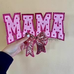chenille mothers day patches, clothing patch, easy to apply chenille patch, iron on  patches, mama iron on patch, cute gifts for mom