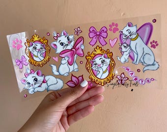 Kitty UV DTF Cup Wrap, uvdtf stickers for cups and tumblers, ships fast