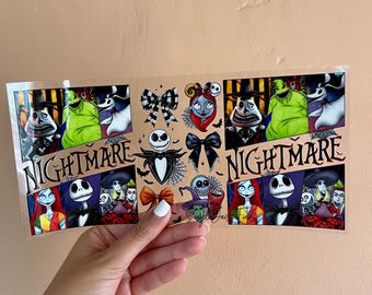 Nightmare Before Christmas UV DTF Wrap: Jack and Sally uvdtf cup and tumbler stickers
