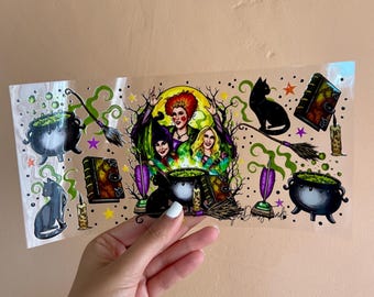 Sanderson Sisters UV DTF Halloween Cup Wrap: Hocus Pocus uvdtf cup and tumbler stickers