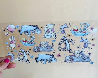 uv dtf Winnie cup wrap, Winnie vintage wrap, Winnie uv dtf tumbler sticker, ships fast