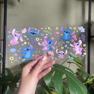 Stitch & Angel UV DTF Cup Wrap: uvdtf stickers for cups and tumblers, ships fast