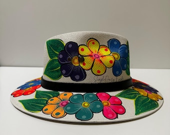 Hand-Painted Mexican Floral Hat, Traditional Sombrero, christmas gift ideas