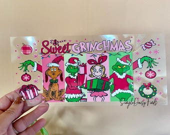 Envolturas para vasos navideñas UVDTF, ¡Odio, odio, odio! Envoltura para vasos, Lista para aplicar, Mala, Navidad, Calcomanía permanente, No necesita calor, Resistente al agua.