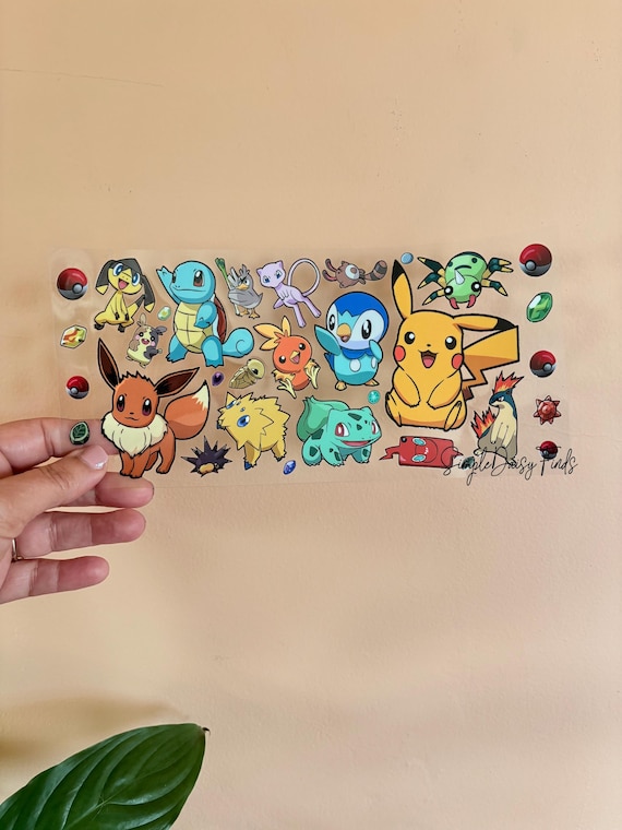 Uv dtf Pokemon cup wrap, uvdtf decals, kids uvtdf cup and tumbler sticker, permanent stickers for cups, ready to ship uvdtf