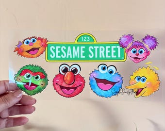 Sesame kids UV DTF Cup Wrap: uvdtf cup and tumbler stickers, ships fast