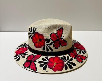 Hand-Painted Mexican Floral Hat, Traditional Sombrero, christmas gift ideas