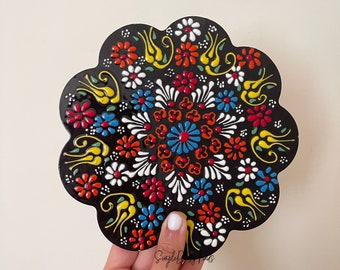 Ceramic 7" Trivet for Hot Dishes, Decorative Handmade Turkish Tile Coaster, Heat Resistant Pot Trivets,  mothers day colorful gifts, for her