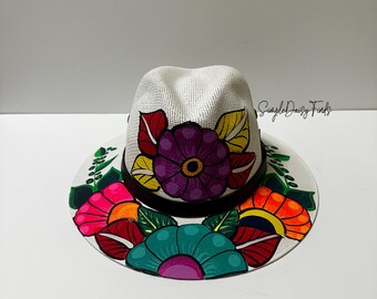Mexican Embroidered Suede Sombrero: Floral Design - Etsy display picture 3