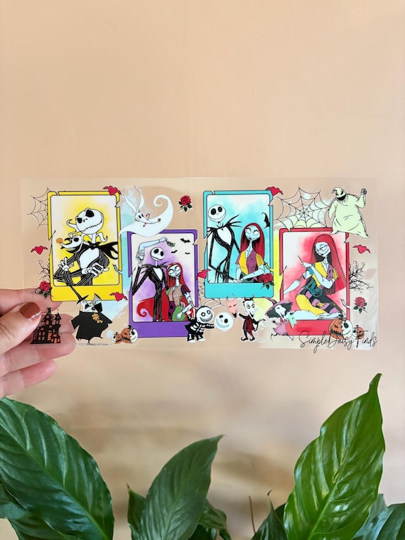 Nightmare Before Christmas UV DTF Cup Wrap: Jack and Sally Halloween uvdtf cup  stickers