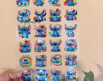 Stitch UV DTF sticker sheet, uvdtf cup and tumbler stickers