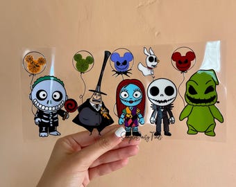 Nightmare Before Christmas UV DTF Wrap: Jack and Sally uvdtf cup and tumbler stickers
