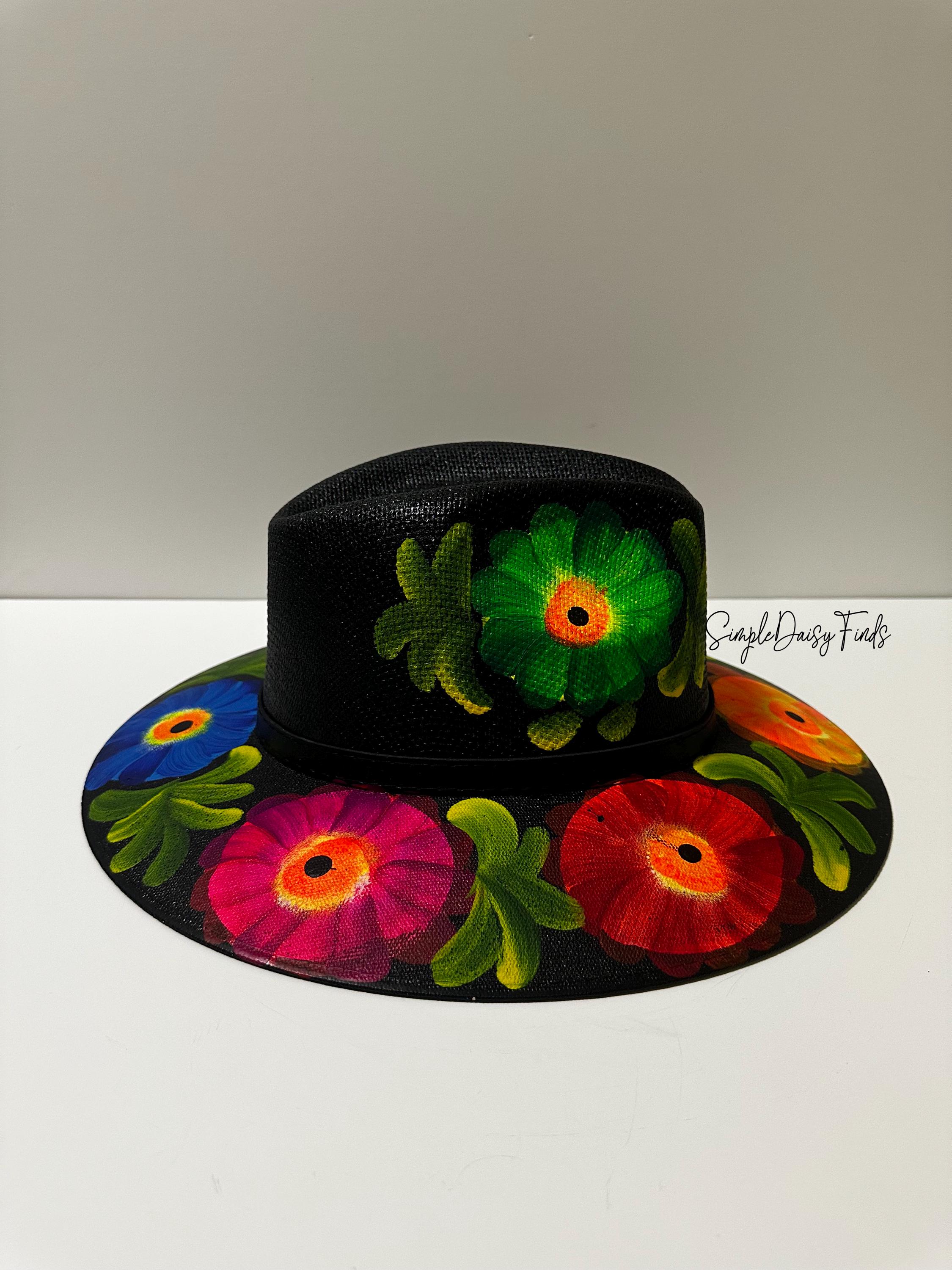 Hand painted flower hat Colorful floral hats ? I go through creative phases where  main image 3