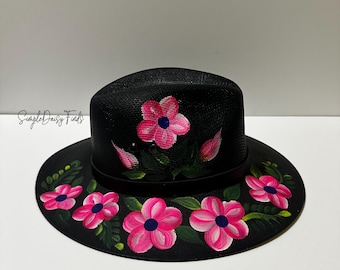 Hand-Painted Floral Jute Sombrero, Mexican Flower Hat, christmas gift ideas