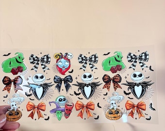 Nightmare Before Christmas UV DTF Wrap: Jack and Sally uvdtf cup and tumbler stickers