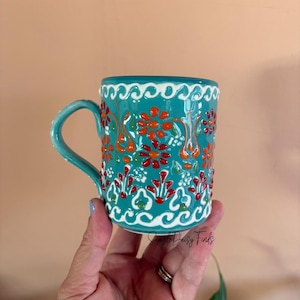 Flower ceramic Mug, Colorful flowers ceramic mug, handmade mugs, christmas gift ideas