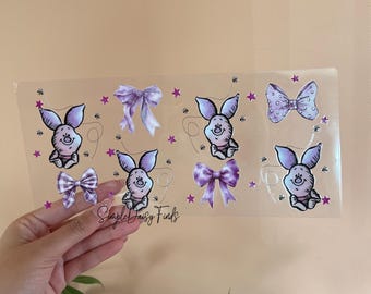 Piglet UV DTF Cup Wrap: uvdtf stickers for cups and tumblers, ships fast