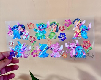 Holographic Stitch UV DTF Cup Wrap: uvdtf cup and tumbler stickers, ships fast