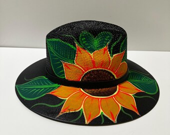Hand-Painted Mexican Floral Hat, Traditional Sombrero, christmas gift ideas