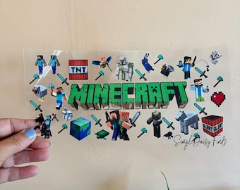 Personajes pixelados UVDTF, vinilos UVDTF para niños, vinilos para vasos UVDTF listos para enviar, UVDTF listo para enviar, pegatinas permanentes, vinilos UVDTF para vasos
