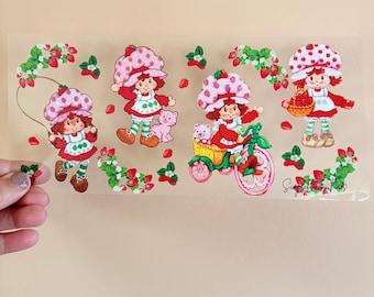 Uv dtf strawberry shortcake cup wrap, uvdtf cup and tumbler stickers, ships fast