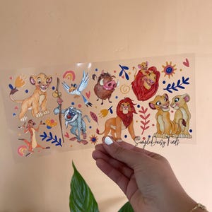 Lion King UV DTF 16oz Cup Wrap, uvdtf cup and tumbler stickers, ships fast
