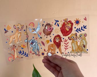 Lion King UV DTF 16oz Cup Wrap, uvdtf cup and tumbler stickers, ships fast